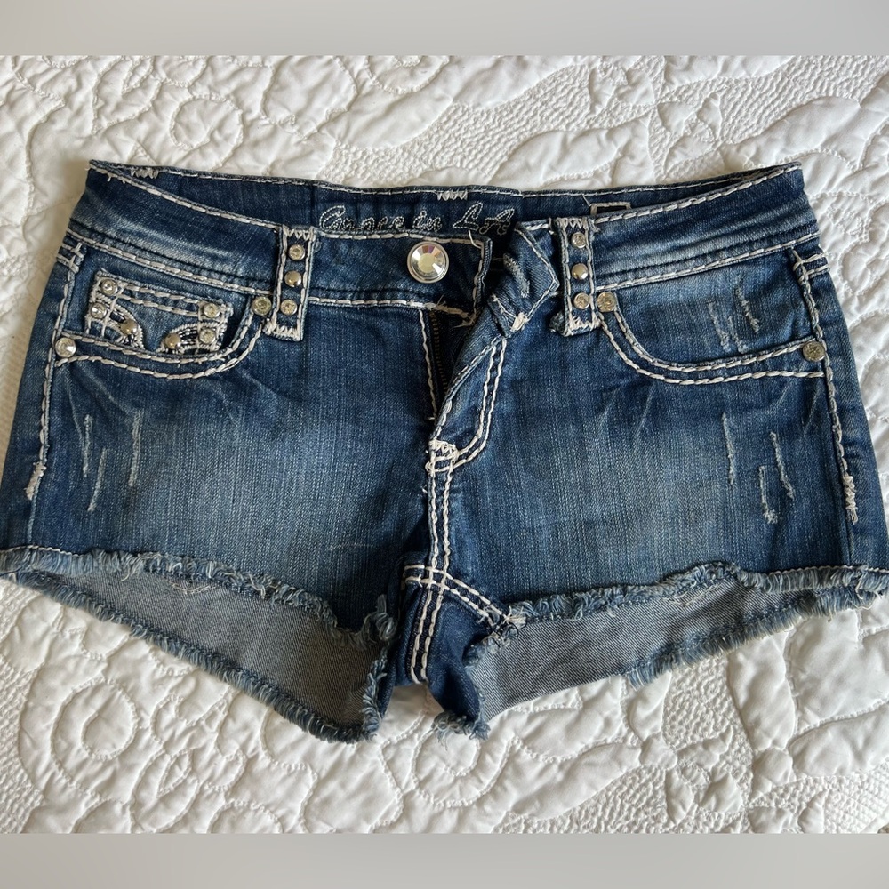 Grace in LA Jean Shorts with Bedazzled Jewels Size 5/26